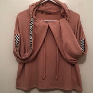 Pink/Rose Color Crop Hoodie Sweater